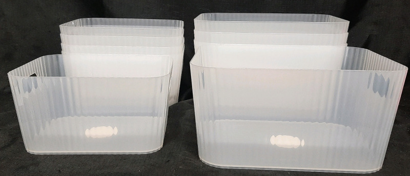 4 Xl Plastic Clear Bins (12" Long, 9&frac12;" Wide, 6" Tall) & 5 L Plastic Clear Bins (10" Long, 8" Wide, 5" Tall)