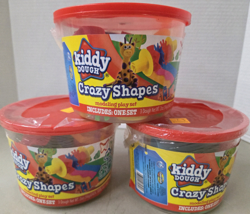 3 New Containers of Kiddy Dough Crazy Shapes Modeling Play Sets | 168g ea.