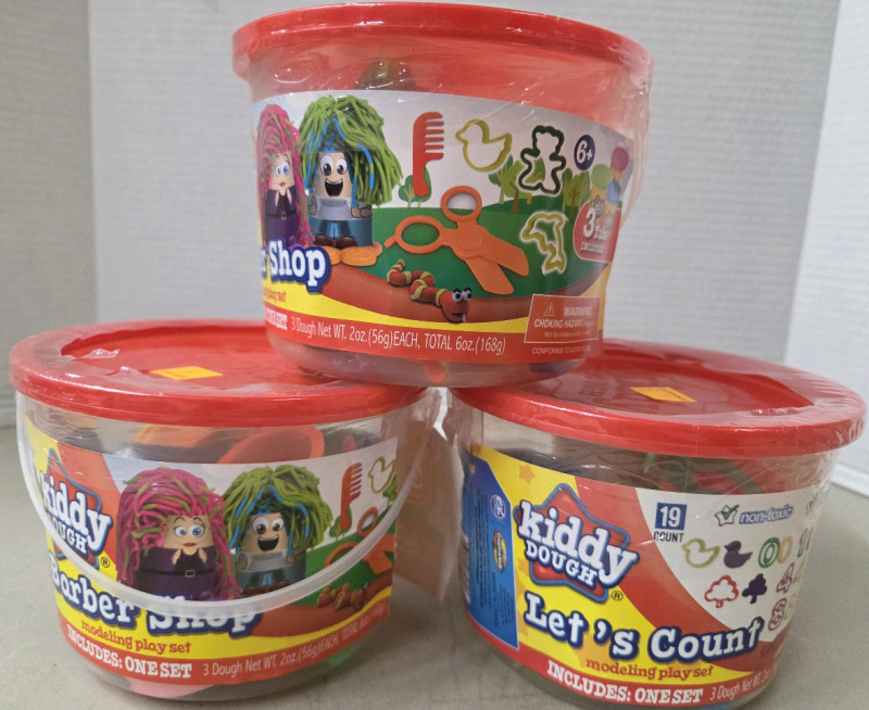 3 New Containers of Kiddy Dough Modeling Play Sets | 168g ea.