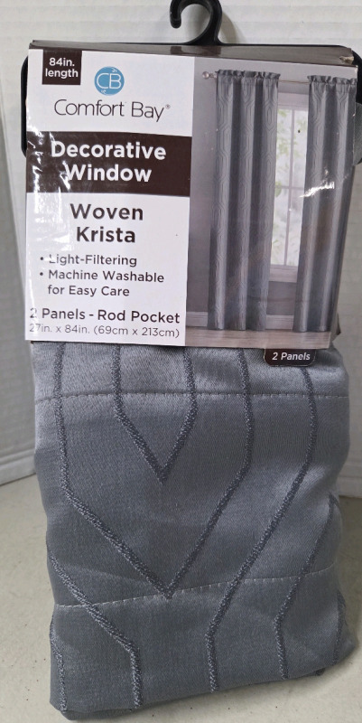 New | Comfort Bay Decorative Window Woven Krista | Light-Filtering Machine Washable | 2 27" x 84" Panels
