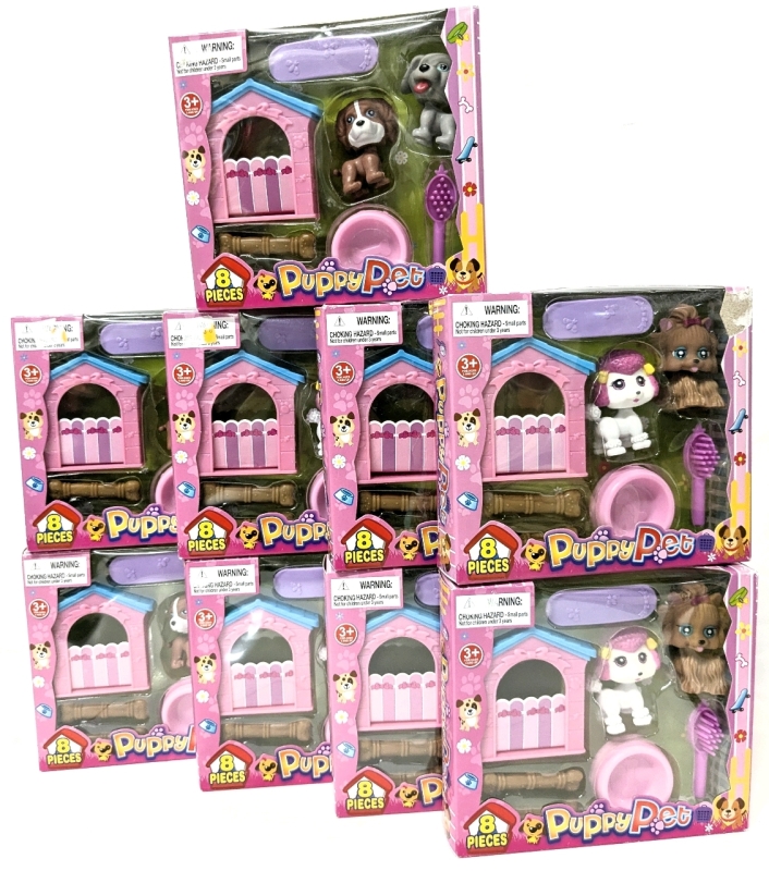 7 New Puppy Pet 8pc Playsets with 2 Figures Each - 2 Styles