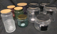 10+ New Varying Sized Glass Jars Tallest is 7.5 inches, Diameter 7 inches