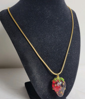 Strawberry Pendant w/24" Chain Necklace