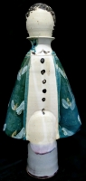Unique Signed Vintage Large Robe-Wearing Person-Shaped Stoneware Bottle With Head-Shaped Stopper - 15.75" Tall!