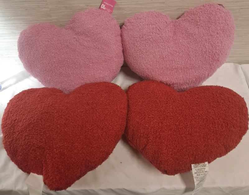 4 New Heart Shaped Pillows | Measurements- 5.5" X 19" X 17.5"
