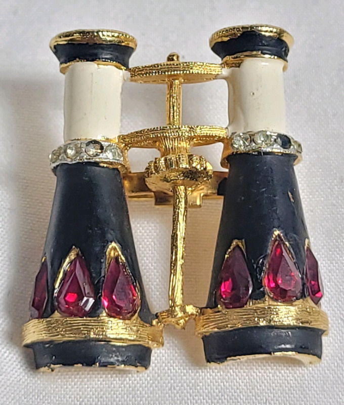 Vintage BSK My Fair Lady Ascot Races Opera Binoculars Brooch . See photos for size
