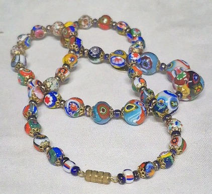 Murano Glass Style Bead Necklace 23" Long