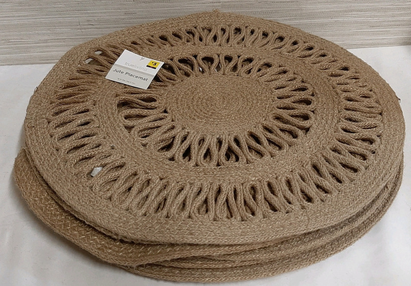 9 New TrueLiving Jute Placemats (16" Diameter)
