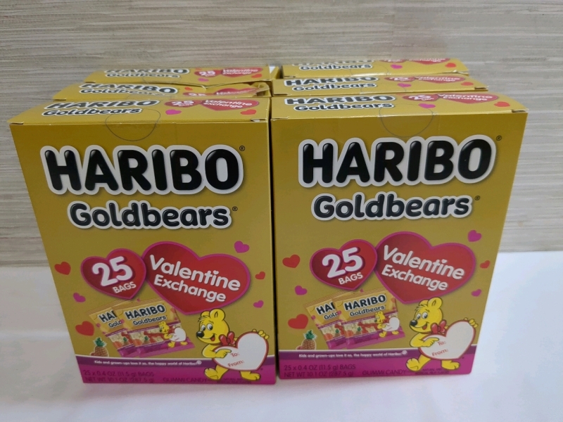 New 6 Haribo Goldbears Gummi Candy Boxes | 25bags per box | Net WT 10.1 oz per box | Measurements: 8" X 5.8" each box | Best Before- 11/2025