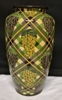 Large Decorative Vase Plaid with Grapes 14" Tall