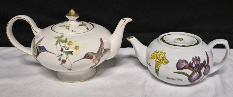 2 Teapots Abbott Hummingbirds & Iris