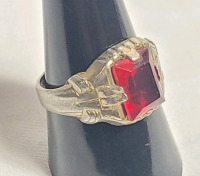 Vintage Art Deco Style Sterling Silver Men's Ring w/Indian Head Silver Hallmark . Size 10