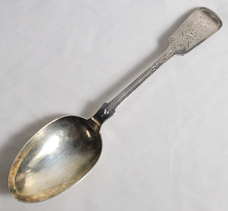 Vintage 1936 W&C London Sterling Silver Serving Spoon . Measures 8 19/32" long .