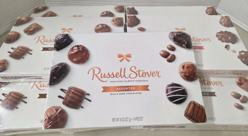 7 New | Russell Stover Assorted Boxes Of Chocolates | Incpudes Pecan Delight, Milk Chocolate & Assorted BB: April 1st 2025