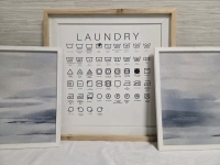 3 New | Wall Hangs | (1) Super Useful Laundry Guide Wall Hang & (2) Gorgeous Stormy Watercolor Printed Canvas | Largest Measures 18" x 18"