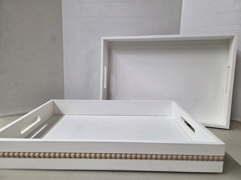 2 New | Rustic Wooden Trays | Measures 17.5" x 11.5" x 2.5"