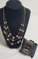Betty Johnson 3-String Rose Bead Necklace & Betty Johnson Quartz Watch