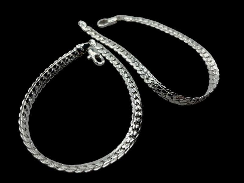 Two Stamped 925 Sterling 7.5 Inch Bracelets with Lobster Clasp