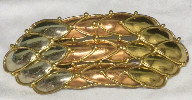 Large Tri-tone Metal Belt Buckle 6" Long - Stamped Mexico
