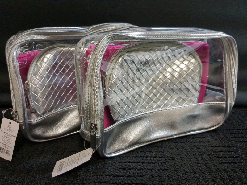 2 New Cosmetic Bag Set of 3, Largest Bag 10x7 inches