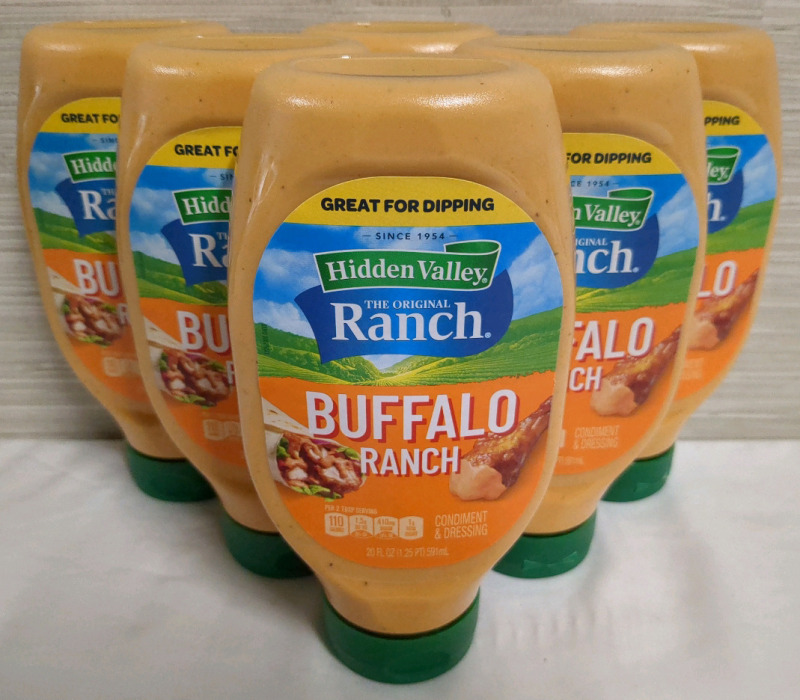 6 New Bottles Hidden Valley Buffalo Ranch Dressing 20 FL OZ/591mL BB OCT 16 2025