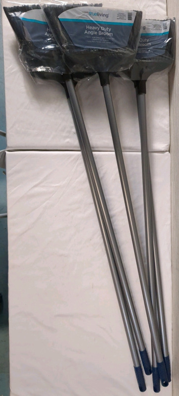 5 New True Living Heavy Duty Angle Brooms Approx 50 Inches