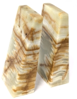 Vintage Pair of Repaired Onyx Slab Bookends - 5.75" Tall Each