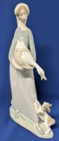LLADRO Spain #866 Young Girl with Dog - 10.5" Tall, No Chips or Cracks