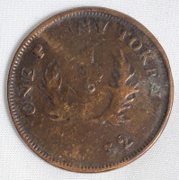 1832 Province of Nova Scotia One Penny Token .