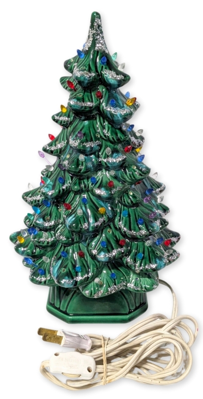 Adorable Vintage Mini Ceramic Christmas Tree - 11" Tall ( Unable to Test, Sold As-Is);