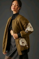 Anthropologie & Maeve Embroidered Bomber Jacket (Size Small)