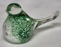 Hand Blown Art Glass Bird 3" L & 2.25" H