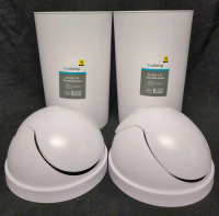 2 New True Living Swing Lid Waste Baskets 3 Gallons, 14 Inches Tall, 9 inch diameter.
