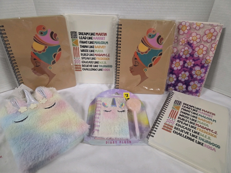 7 New | Variety Sized and Styled Notebooks | Largest Measures 9" x 6"