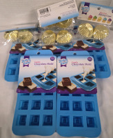 New | Baking Lot | Includes (5) Non-Stick Candy Chocolate Molds 8" x 4" & 460 Mini foil Baking Cups