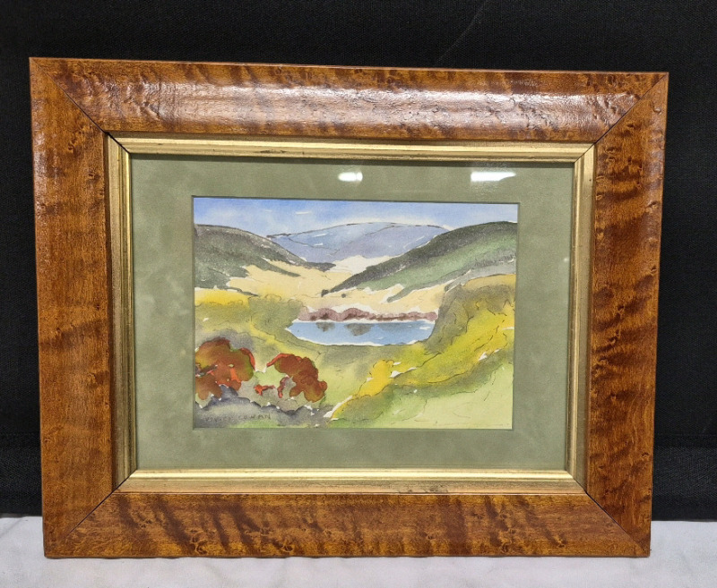 Coloutful Watercolour Framed & Signed 10 by 12.5"