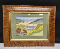 Coloutful Watercolour Framed & Signed 10 by 12.5"