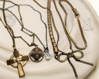 Grouping of Necklaces One Stamped Gold Filled Chains 16 Inch Bracelet 7 Inch One chain has knot