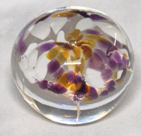 STUNNING Art Glass Paperweight Signed 2" Diameter