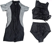 2 New Size XS Women's Bathing Suits: Short Sleeve Zip-Up One-Piece & 2-Piece