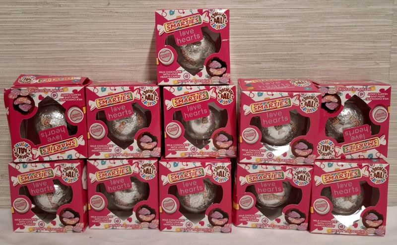 11 New Smarties Love Hearts Chocolate Ball Surprises (30g Each, Best Before April 30th 2026)