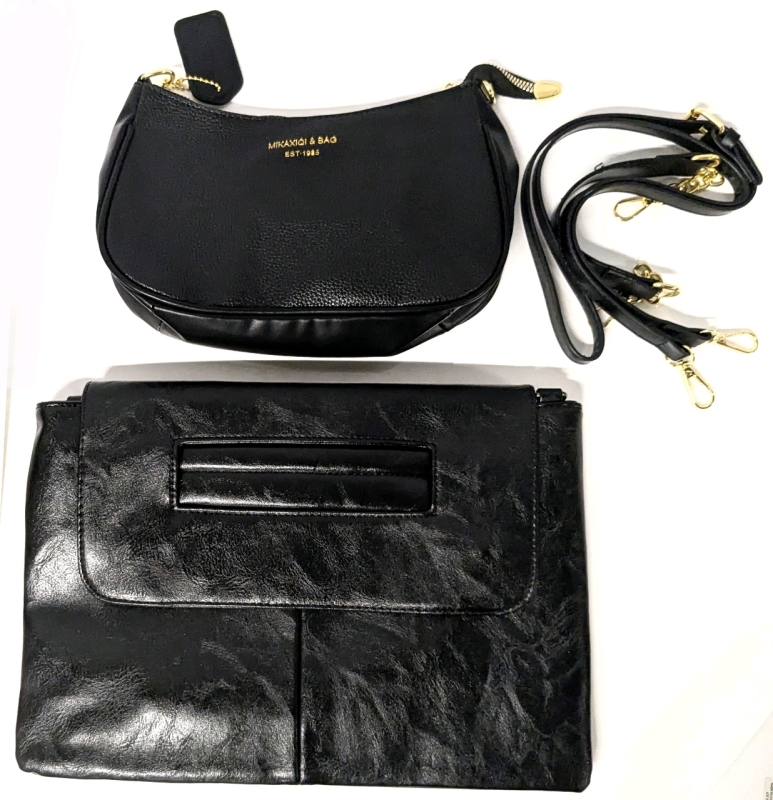 2 New PU Leather Clutches / Handbags / Purses : Largest 13.5" &times; 9" - Includes 1 Strap