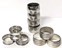 Set of 4 Vintage Brass Silver Platted W.A.R. Napkin Rings + 7 Unstamped Napkin Rings - Approx 1.5" Diameter Each