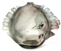 Signed Unique Organic Frosted & Clear Art Glass Bud Vase - 5.25" Tall