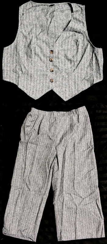 New Size 2XL Women's 2-Piece Lightweight Matching Pinstripe Vest & Elastic Waist With Side Zip Pants Set