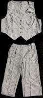 New Size 2XL Women's 2-Piece Lightweight Matching Pinstripe Vest & Elastic Waist With Side Zip Pants Set
