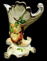 Gorgeous Vintage Hand Painted Japan Cornucopia Vase - 6" Tall, No Chips or Cracks