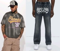 2 New Size Small Men's NOVA MEN: Eighty Eight Champs Oversized Short Sleeve Tee (Grey) & Reckless Straight Sweatpants (Black) | Over $80 Retail Value