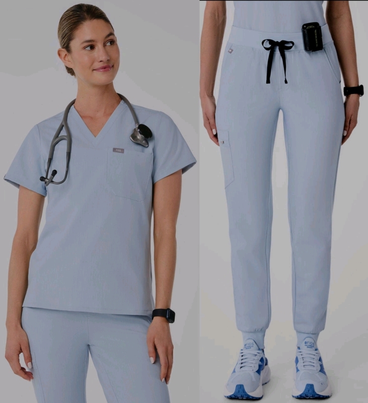 New Size SM / SM Reg Women's FIGS : Catarina One-Pocket Scrub Top & Zamora Scrub Pants | Over $120 Retail Value!