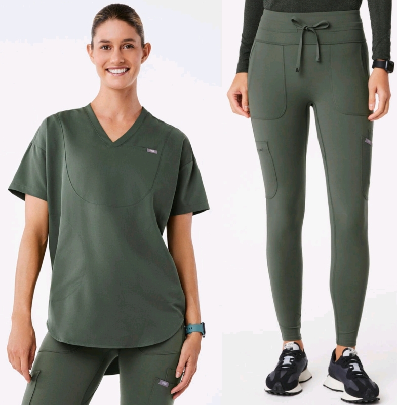 New Size XXS / SM Women's FIGS Short Sleeve Tunic Scrub Top & Flare Scrub Leggings | Over $200 Retail Value!
